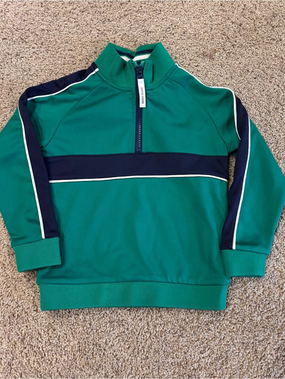 Scotch & Soda Green Half-Zip Pullover Sweatshirt for Kids, size 4